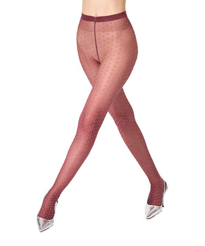 Shimmer Dots - Tights - 8231 dark wood/silver