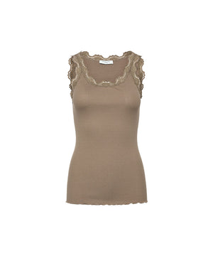 Babette - Silk Top w/lace - 070 Walnut