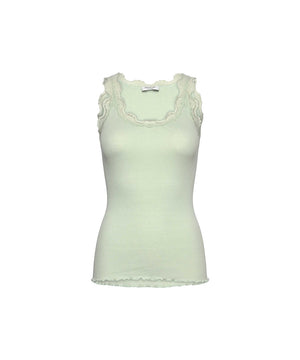 Babette - Top Regular W/Vintage Lace - 046 green lily