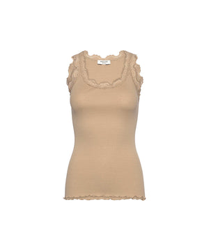 Babette - Top Regular W/Vintage Lace - 052 safari