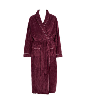 Filipa - Fleece Robe Long - 243 BURGUNDY
