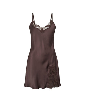 Pure Silk - Slip w.lace - 190 COFFEE BEAN