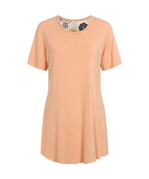 Bambus Homewear - Short-sleeve Nightdress - 646 APRICOT