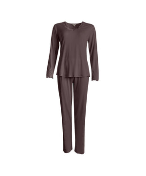 Silk Jersey - Pyjamas, Longsleeve - 190 COFFEE BEAN