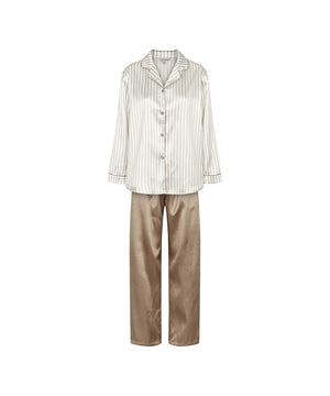 Satin - Long Sleeve Pyjamas - 1093 MOON/WHITE