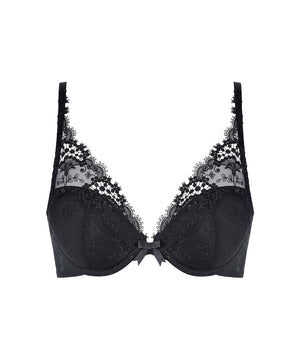 Wish - Plunging Push-up Bra - 015 Black