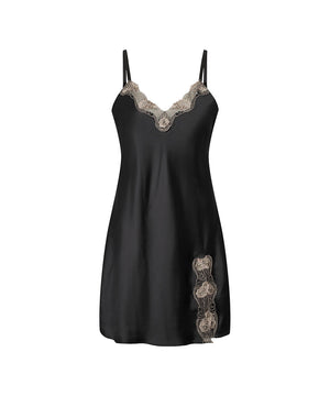 Pure Silk - Slip w.lace - 232 BLACK/GOLD