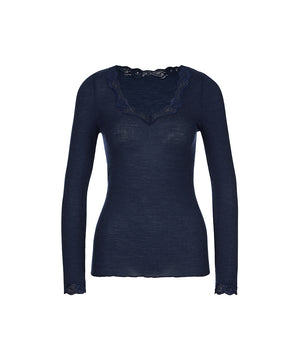 Richesse Lace - Top long-sleeve - 389 ECLIPSE BLUE
