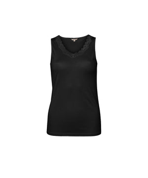 Nattøj - Top W/lace - 02 BLACK
