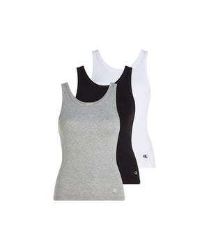 100% Cotton - Scoop Neck Cotton Tank 3Pk - 6H3 BLACK/WHITE/GREY HEATHER