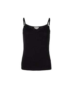 Bamboo Underwear - Camisole With Lace - 02 BLACK