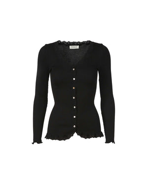 Silk - Cardigan Regular Ls W/Rev Vin - 010 BLACK